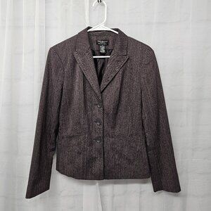 Worthington Purple Blazer Striped Peplm Office Casual Classic 10
